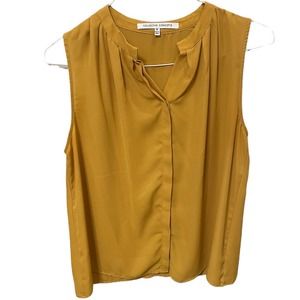 Mustard yellow collective concepts esten button up sleeveless blouse